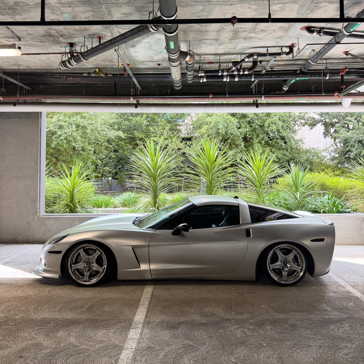 Side view of Chevrolet in Satin Chrome Titanium Silver Vinyl wrap