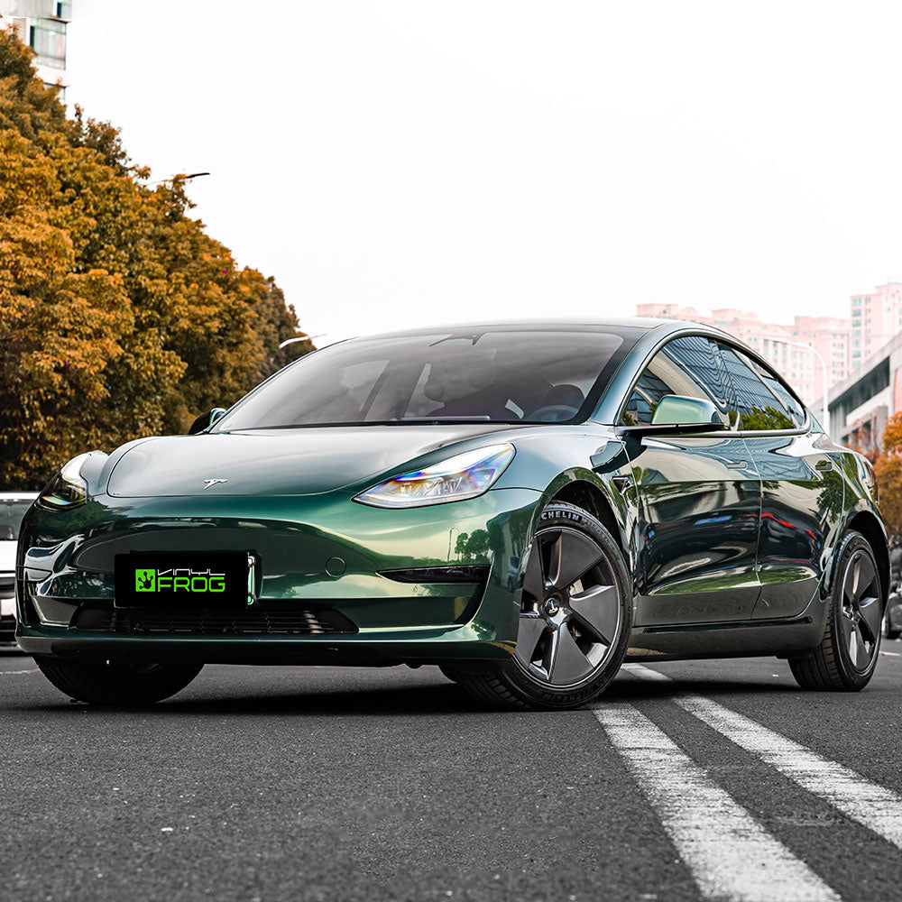 Glossy Metallic Gotland Green car wrap.
