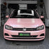 Volkswagen Golf wrapped in Matte Metallic Pearl Baby Pink vinyl wrap.