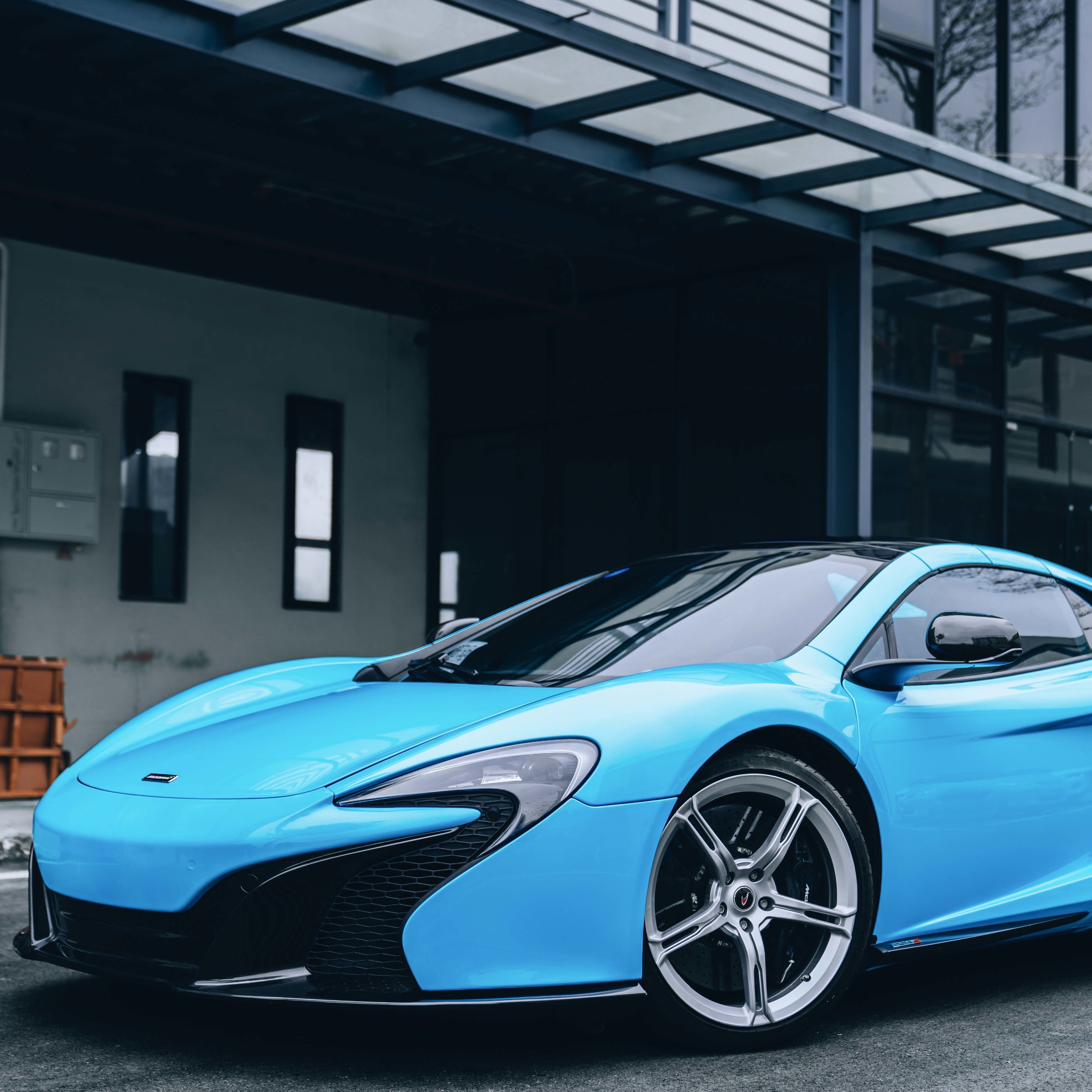 Front view of McLaren High Glossy Sky Blue Vinyl Wrap