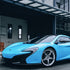 Front view of McLaren High Glossy Sky Blue Vinyl Wrap