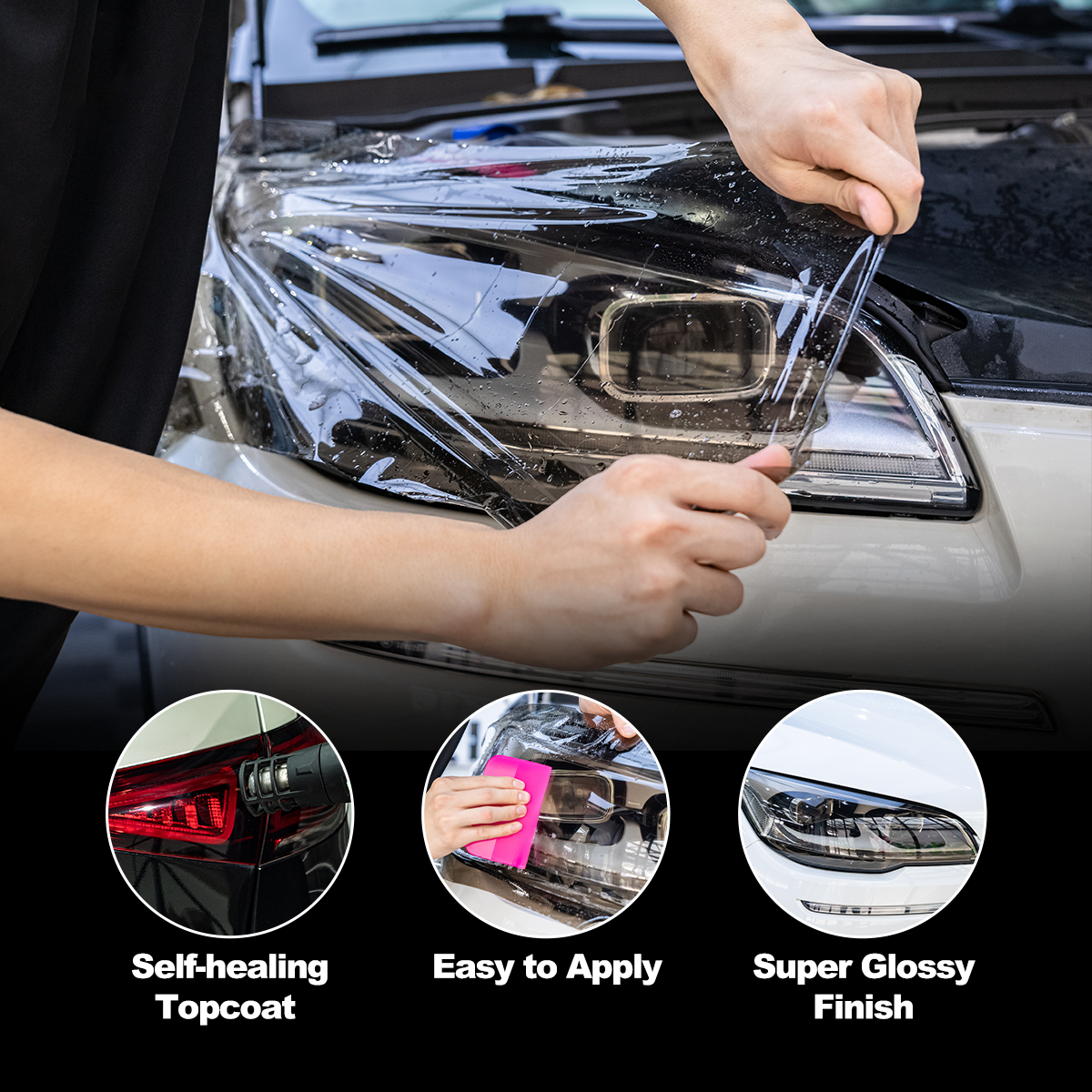 Self-healing Light Black Headlight Film
