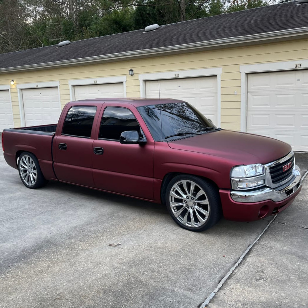 Satin Chrome Chocolate Cosmos Red Vinyl Wrap