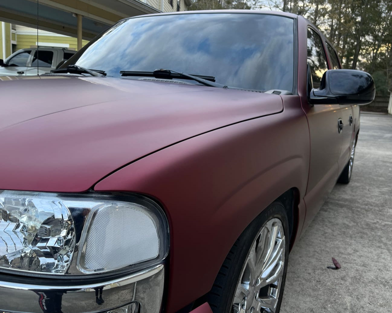 Satin Chrome Chocolate Cosmos Red Vinyl Wrap