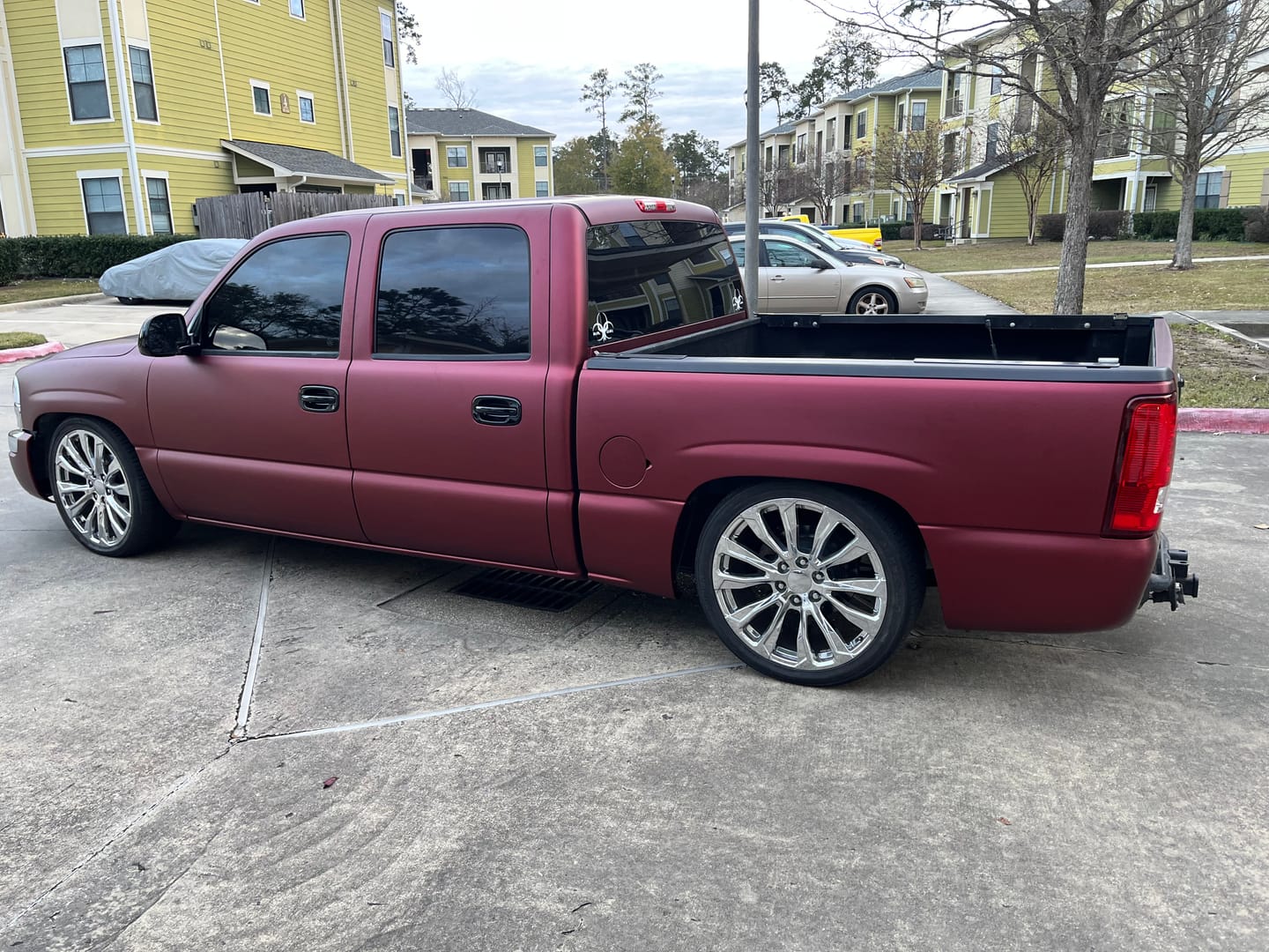 Satin Chrome Chocolate Cosmos Red Vinyl Wrap