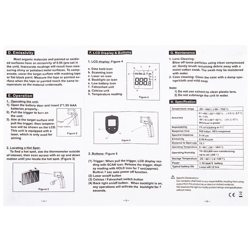 IR Thermometers Heat Temperature Measuring Gun