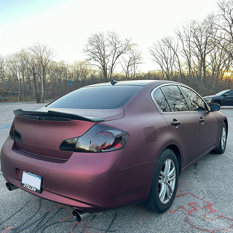 Satin Chrome Chocolate Cosmos Red Vinyl Wrap