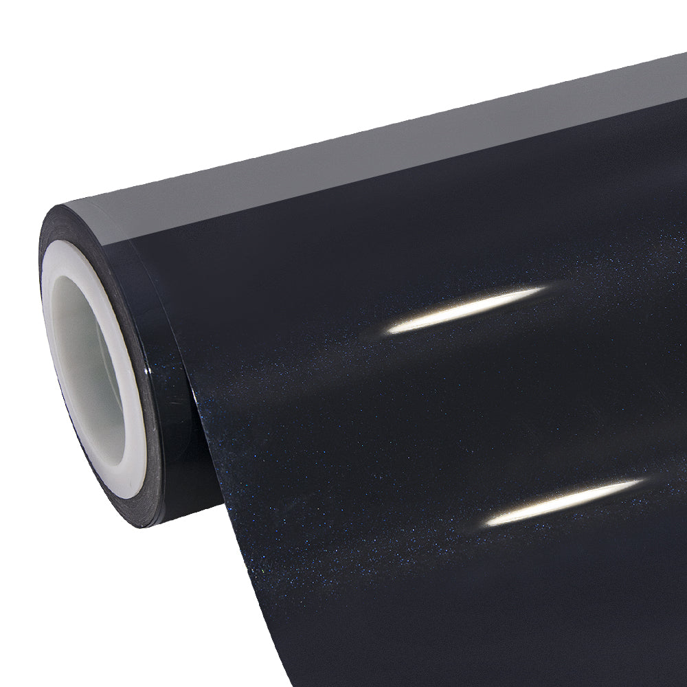 Glossy Metallic Glitter Black Blue Vinyl Wrap