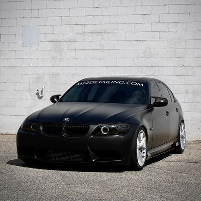 Black reflective vinyl decal on a black Charger Hellcat. Seen here with no  lights shining on the vinyl.