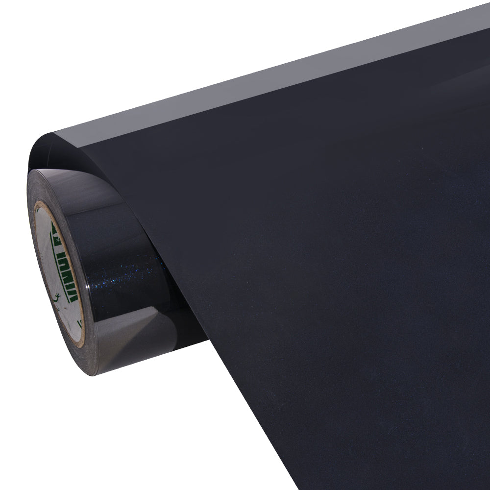 Glossy Metallic Glitter Black Blue Vinyl Wrap