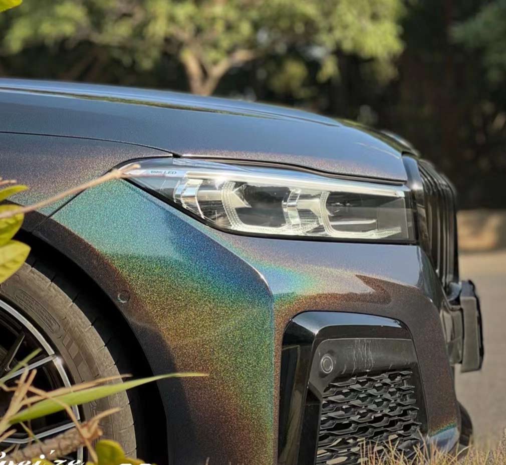 Aluko Gloss Metallic Black Rainbow Car Wrap 5ft x 16ft