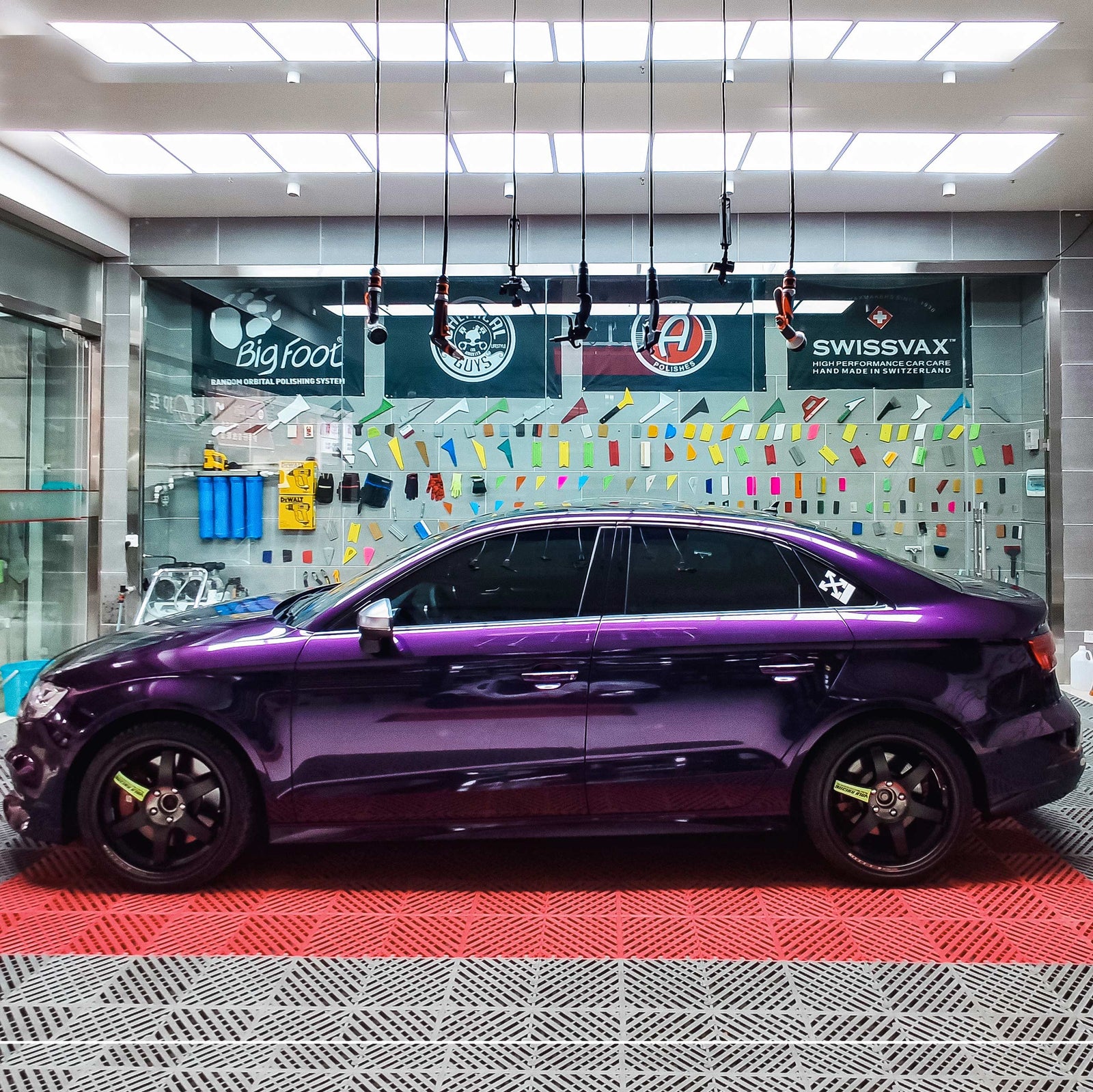 Audi A3 wrapped in Glossy Metallic Midnight Purple vinyl from Vinyl Frog