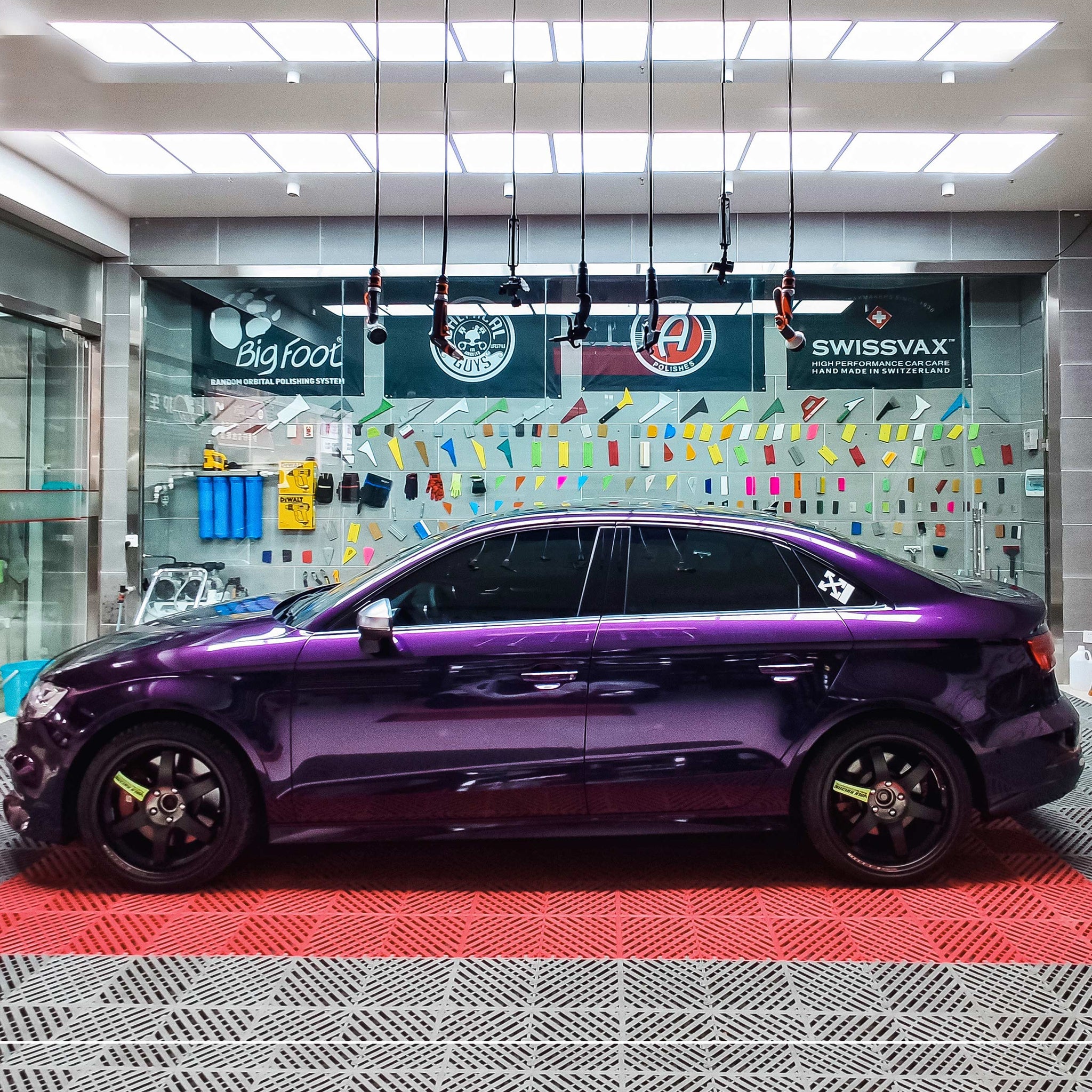 Audi A3 wrapped in Glossy Metallic Midnight Purple vinyl from Vinyl Frog