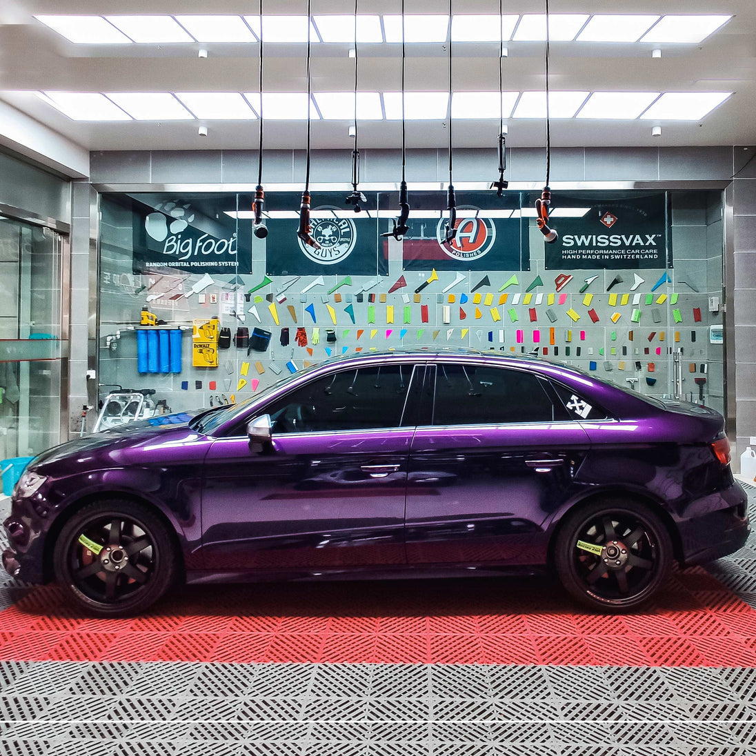 Audi A3 wrapped in Glossy Metallic Midnight Purple vinyl from Vinyl Frog