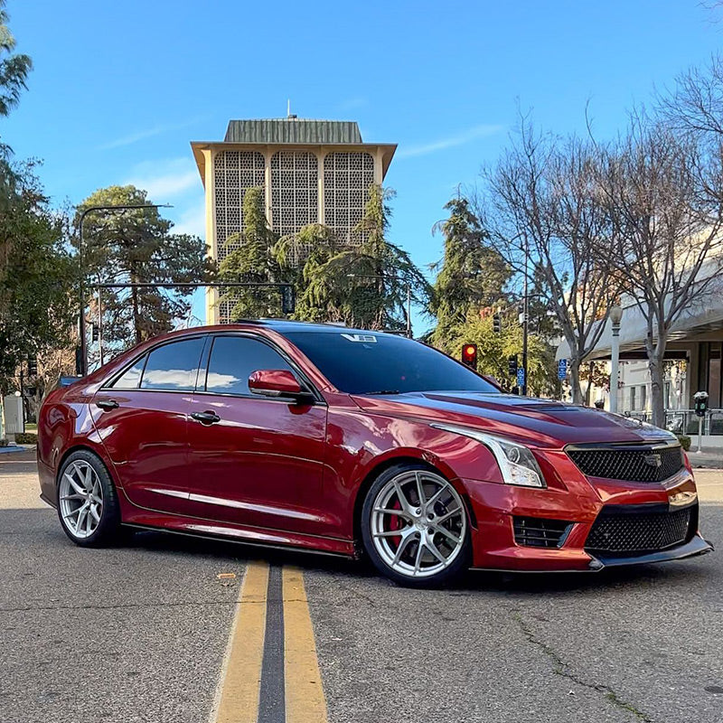 Cadillac ATS wrapped in Glossy Metallic Rufous Red vinyl wrap.