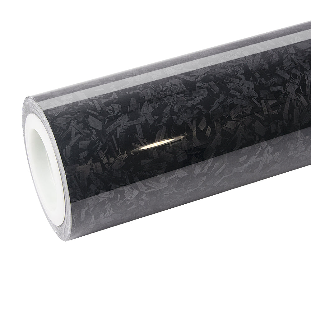 Glossy Spiral Black Carbon Fiber Vinyl Wrap