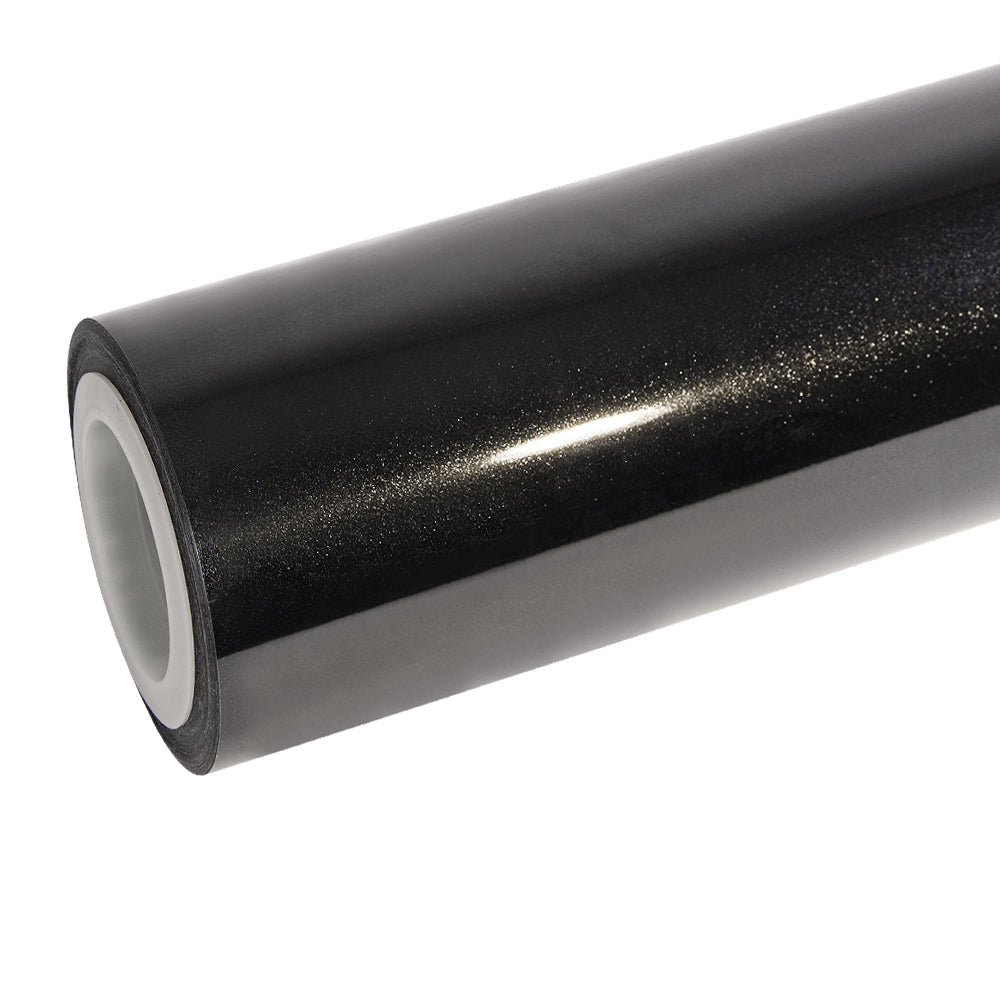 Glossy Metallic Glitter Black Blue Vinyl Wrap