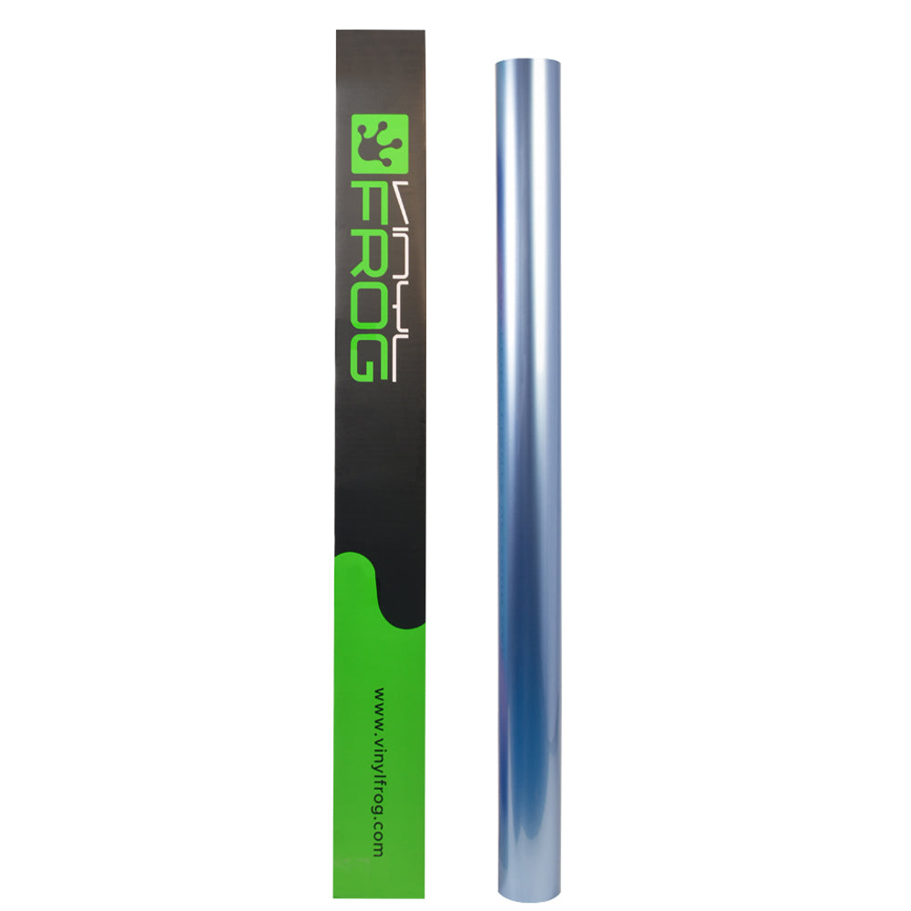 Glossy Metallic Silver Lake Blue car wrap roll