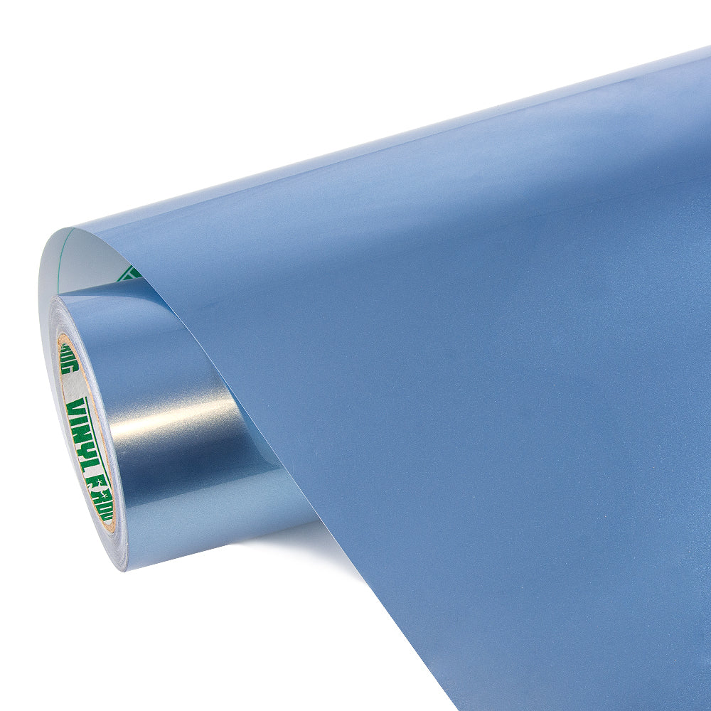 Glossy Metallic Silver Lake Blue wrap roll