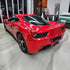 Ferrari 458 wrapped in Glossy Metallic Vampire Red vinyl wrap back view