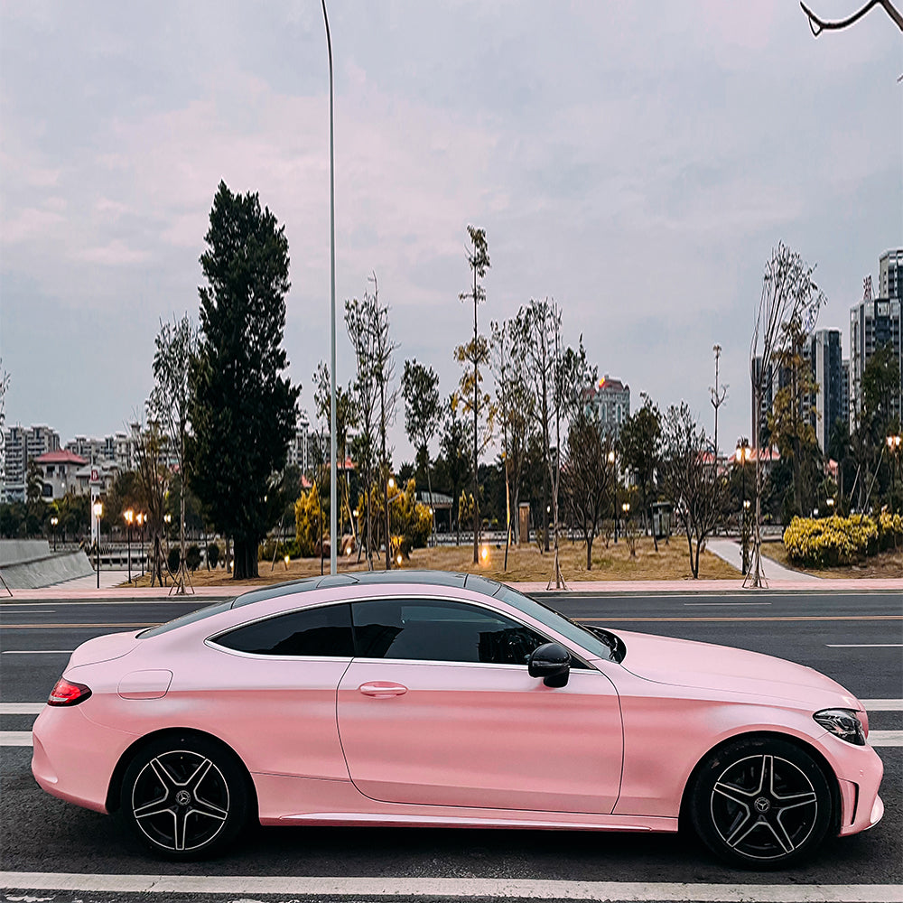 Matte Metallic Pearl Baby Pink car wrap.