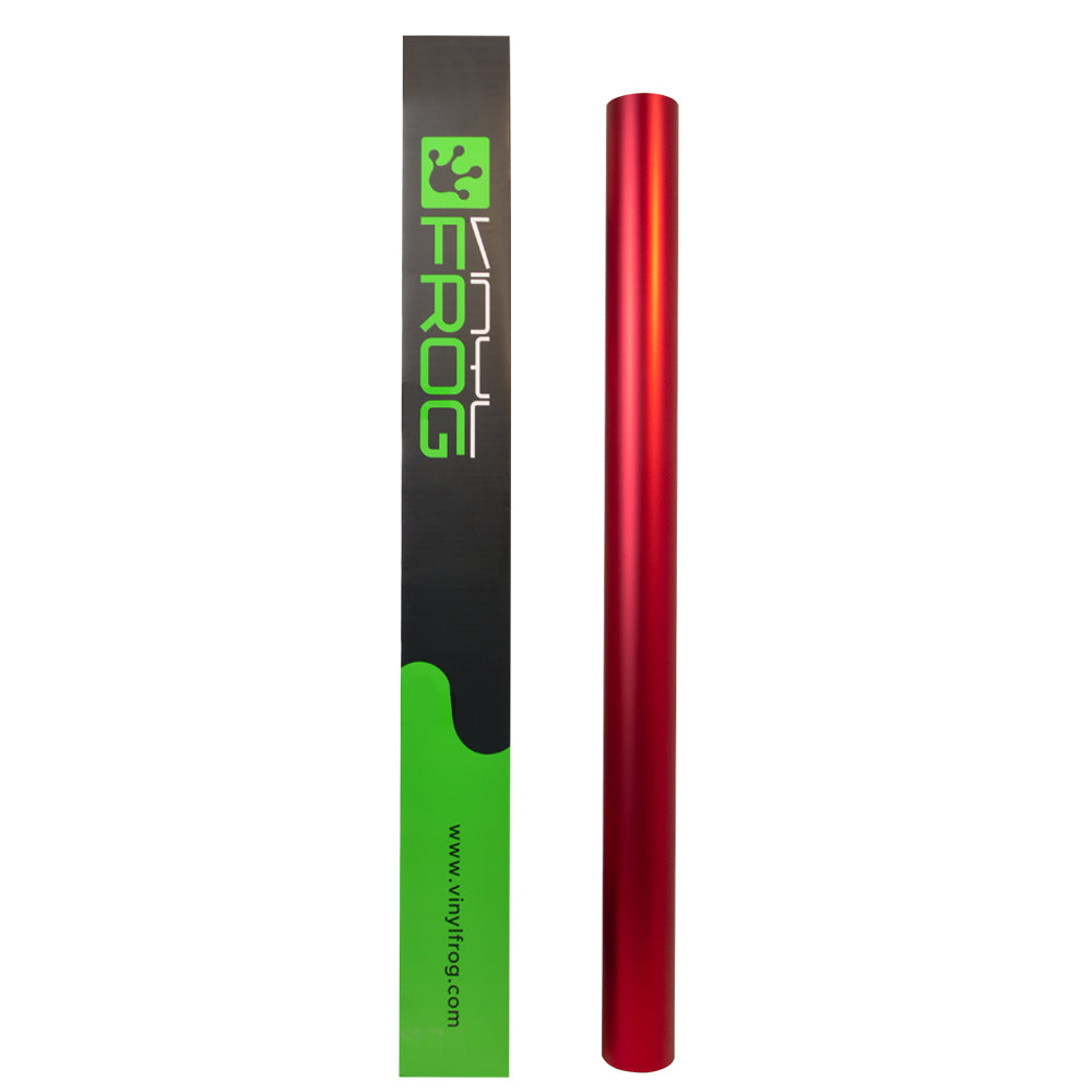 Satin Chrome Prismatic Red automotive wrap roll