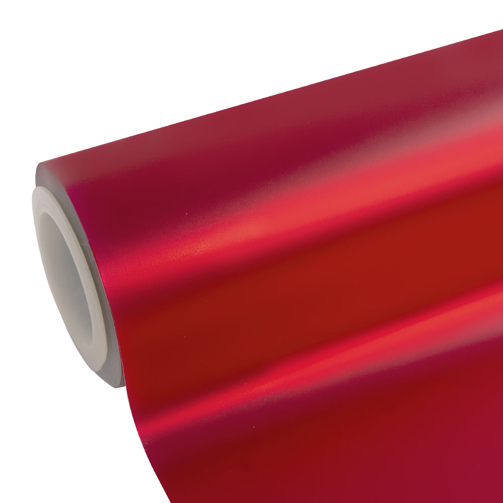Satin Chrome Prismatic Red vinyl roll