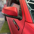 Toyota Tacoma wrapped in Satin Chrome Prismatic Red vinyl wrap side mirror.