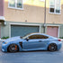 Lexus RC F wrapped in Super Glossy China Blue vinyl wrap door view.