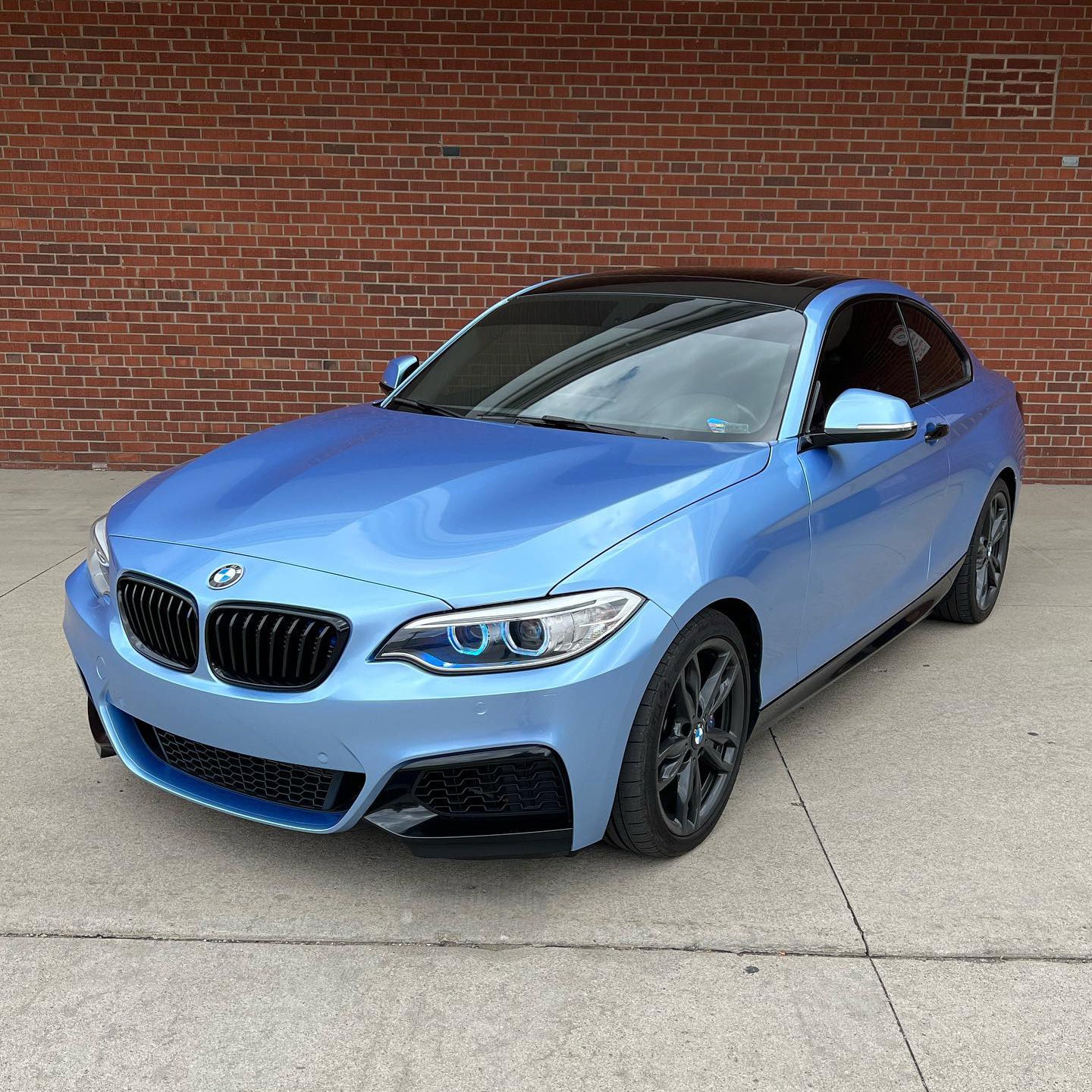 Glossy Metallic Silver Lake Blue Vinyl Wrap